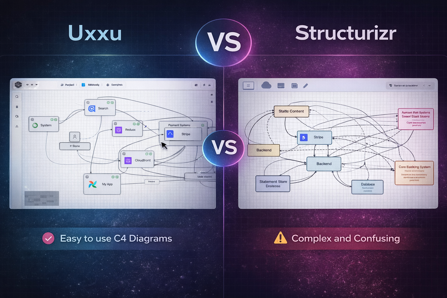Uxxu vs Structurizr: Navigable C4 Architecture